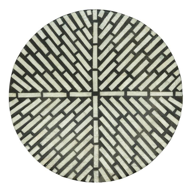 Black and White Geometric Capiz Shell Round Placemats, Set of 4