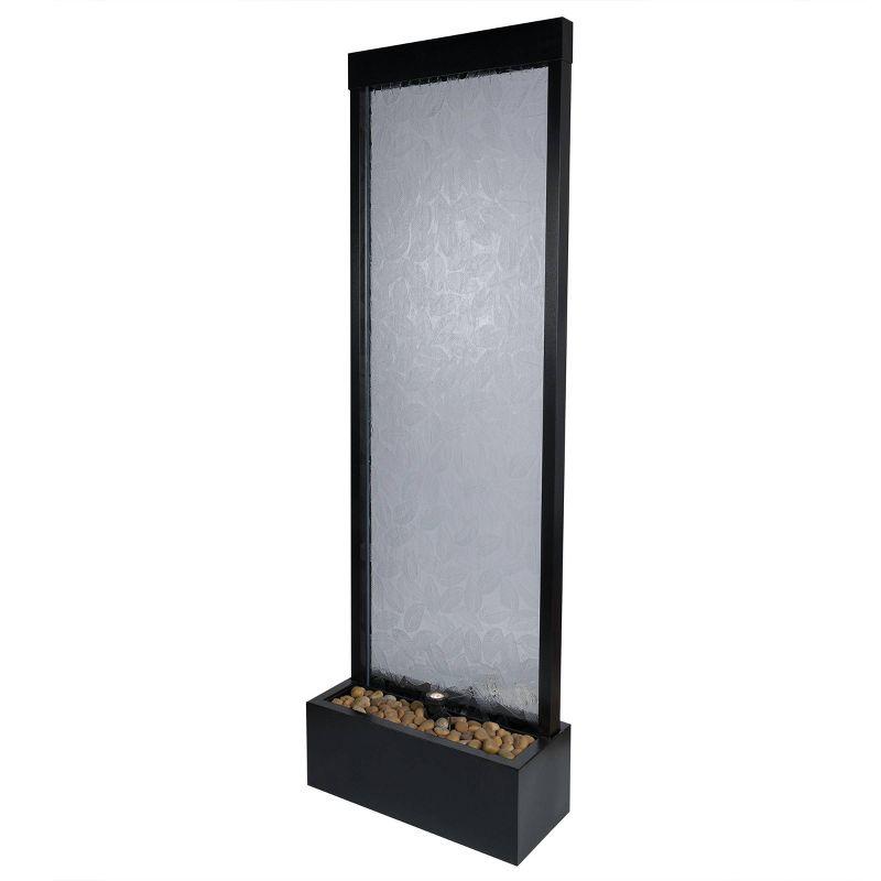 Alpine Corporation 72" Clear Glass Panel with Embossed Leaves Waterfall Fountain: Freestanding, Electric, Indoor/Outdoor Use