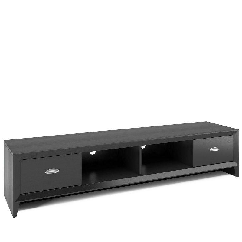 CorLiving Lakewood Extra Wide TV Stand for TVs up to 80" Black : Modern Entertainment Center with Storage