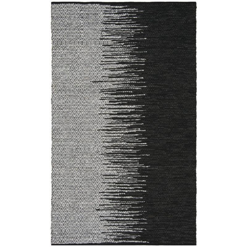 Vintage Leather VTL388 Hand Woven Indoor Area Rug - Light Grey/Black - 6'x9' - Safavieh
