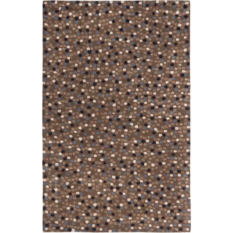 Dark Gray Polka Dot Hand-Tufted Wool Area Rug