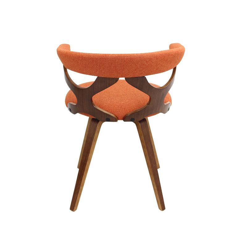LumiSource Gardenia Mid-Century Modern Dining Accent Chair with Swivel Orange/Walnut: Polyester Upholstery, Wood Legs, No Assembly Required