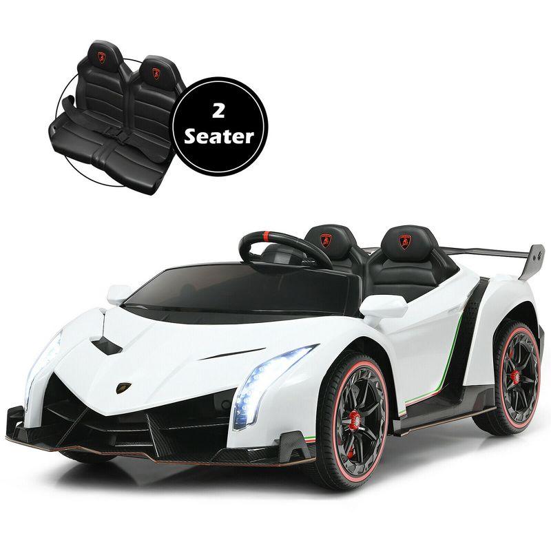 White 12V 2-Seater Lamborghini Kids Ride-On Car with RC