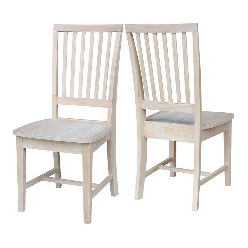 Classic Unfinished Solid Parawood High Slat Side Chair, Set of 2