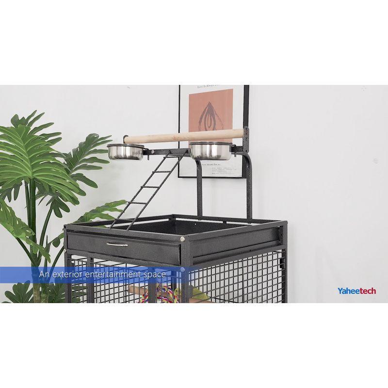 Yaheetech 61.5'' Play Top Parrot Cage Rolling Metal Bird Cage White