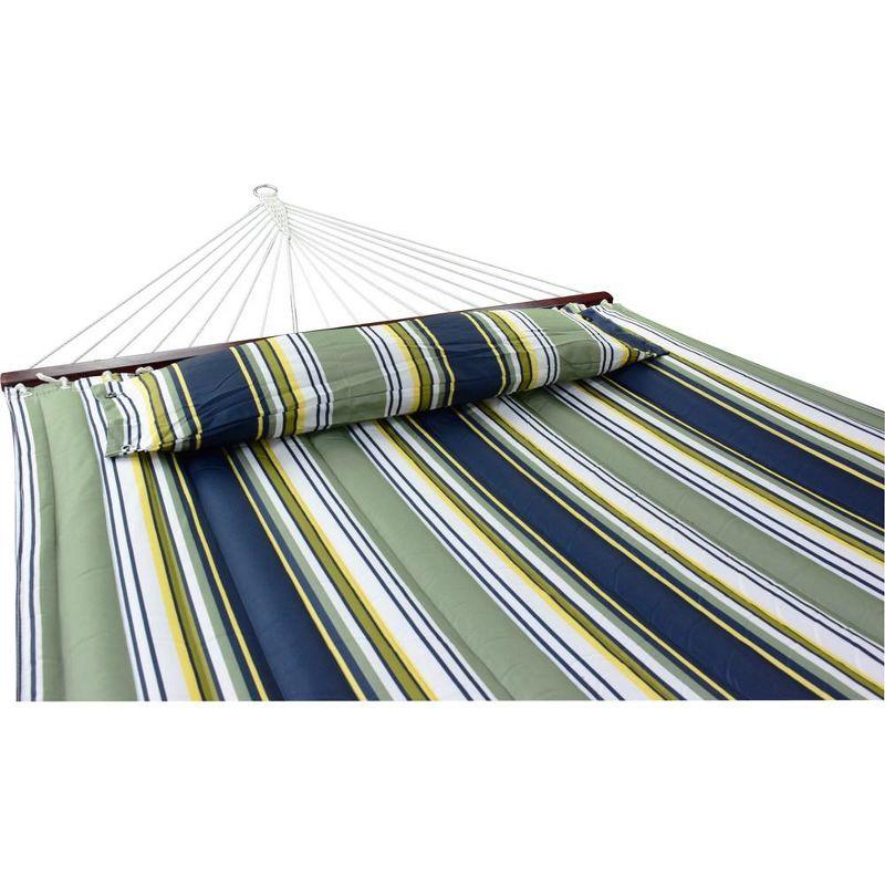 Sorbus Double Hammock With Stand - Quilted Fabric - Blue Red