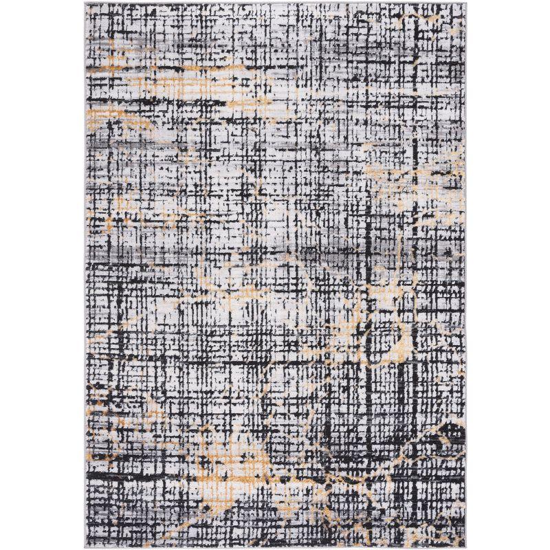 Charcoal Hand-Knotted Synthetic Area Rug 54" x 16"