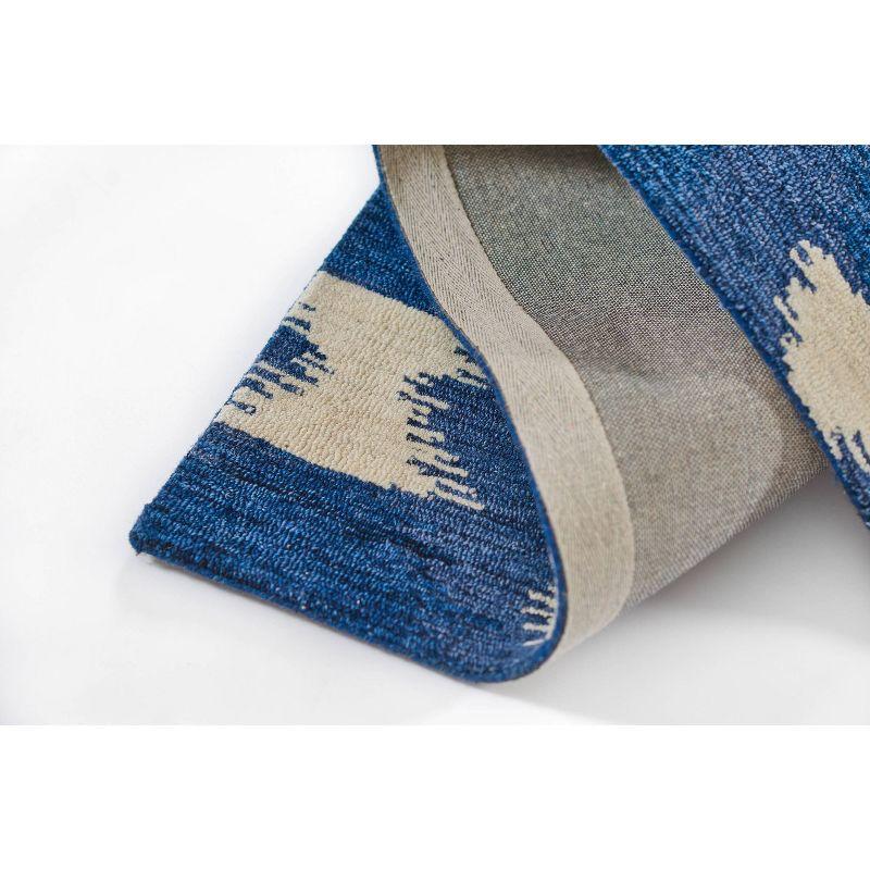 Momeni 5'x8' Leiden Ikat Handtufted Area Rug Navy Blue: Wool, Medium Pile, Classic Pattern, Indoor Use, Rectangle Shape