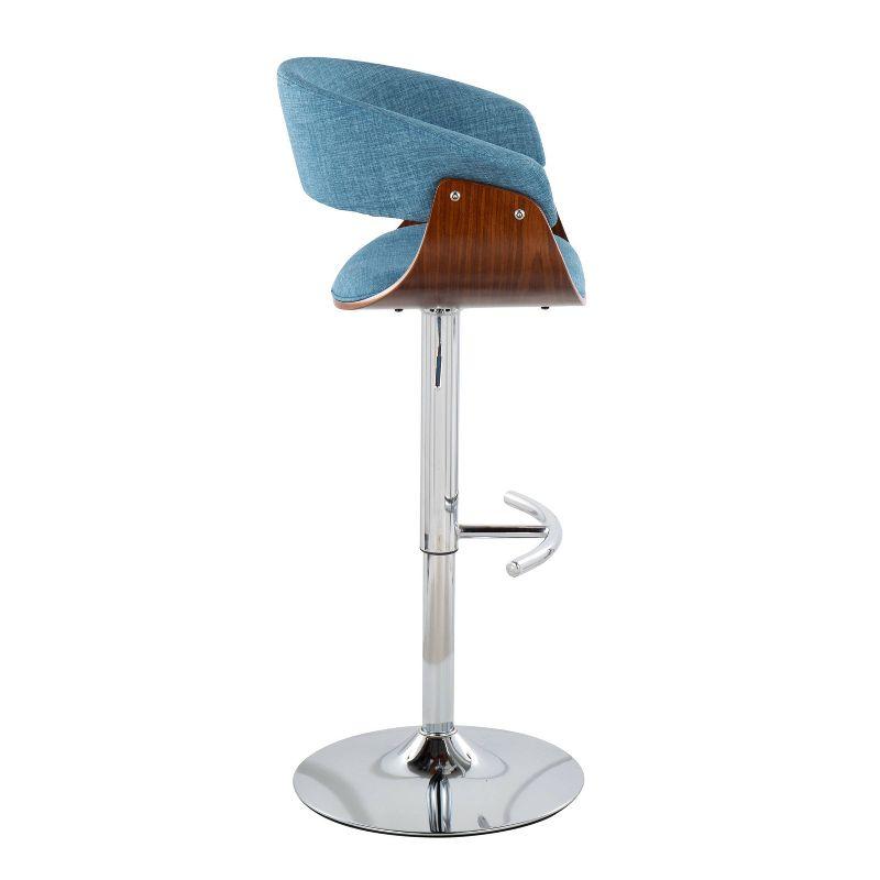 Set of 2 Vintage Mod Upholstered Barstools Blue/Walnut - Lumisource: Chrome Base, Cushioned, Swivel