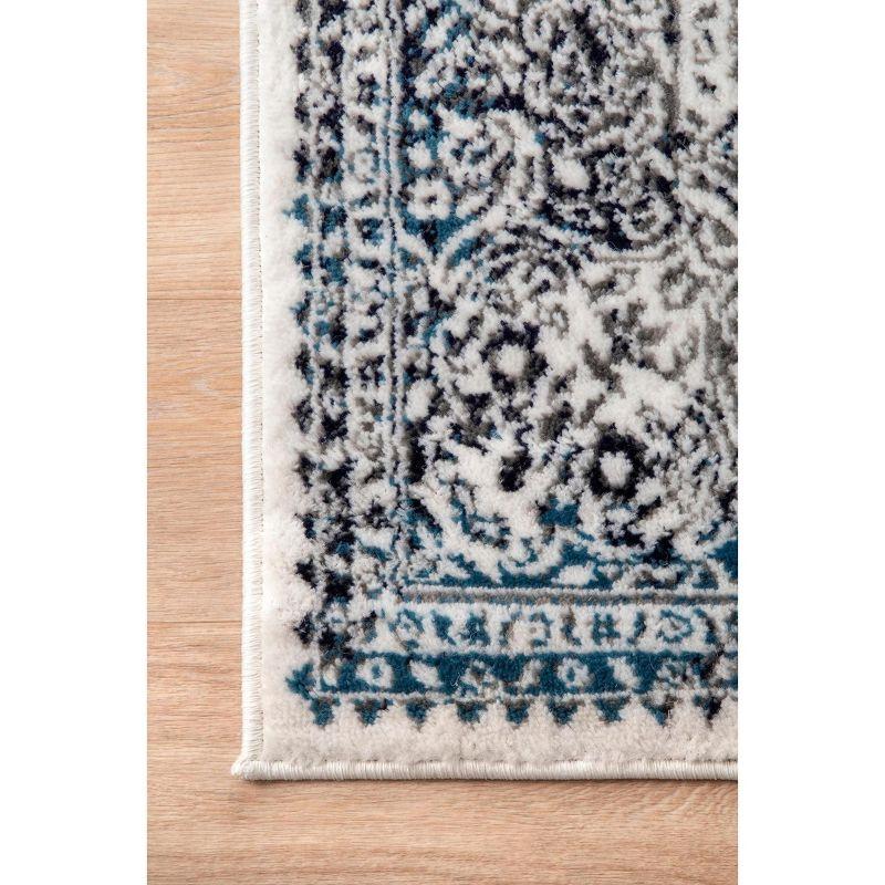 Reversible Easy Care Blue Synthetic 9' x 12' Area Rug