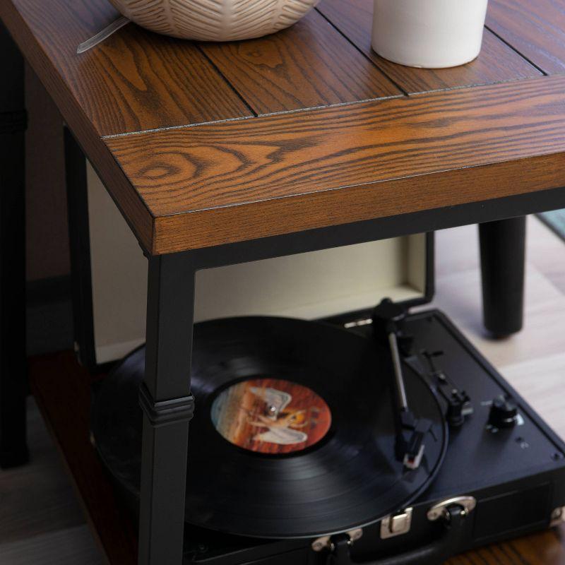 Linon Austin Industrial Style Metal End Table with Shelf Brown/Black: Sturdy Bedside Table, 20" Width