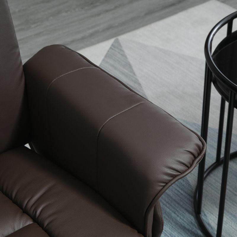 Hokku Designs Recliner And Ottoman With Wrapped Base, Swivel PU Leather Reclining Chair With Footrest For Living Room, Bedroom And Home Office
