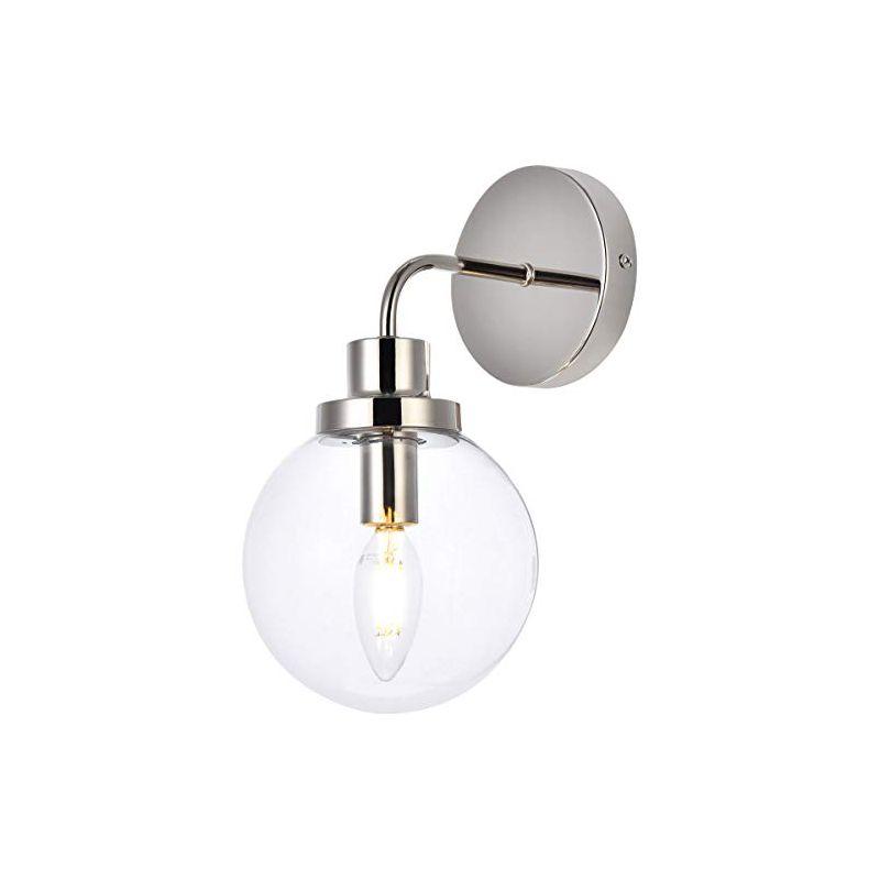 Elegant Lighting Hanson 1 light bath sconce in polished nickel with clear shade