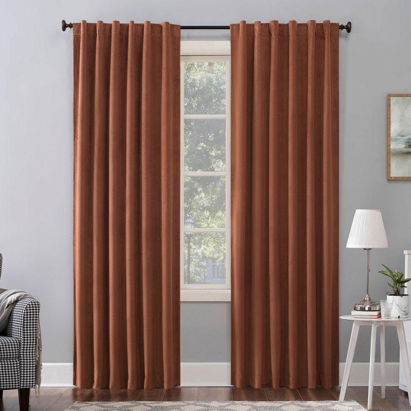 Sun Zero Velvet Noise Reducing Thermal Extreme 100% Blackout Back Tab Curtain Panel