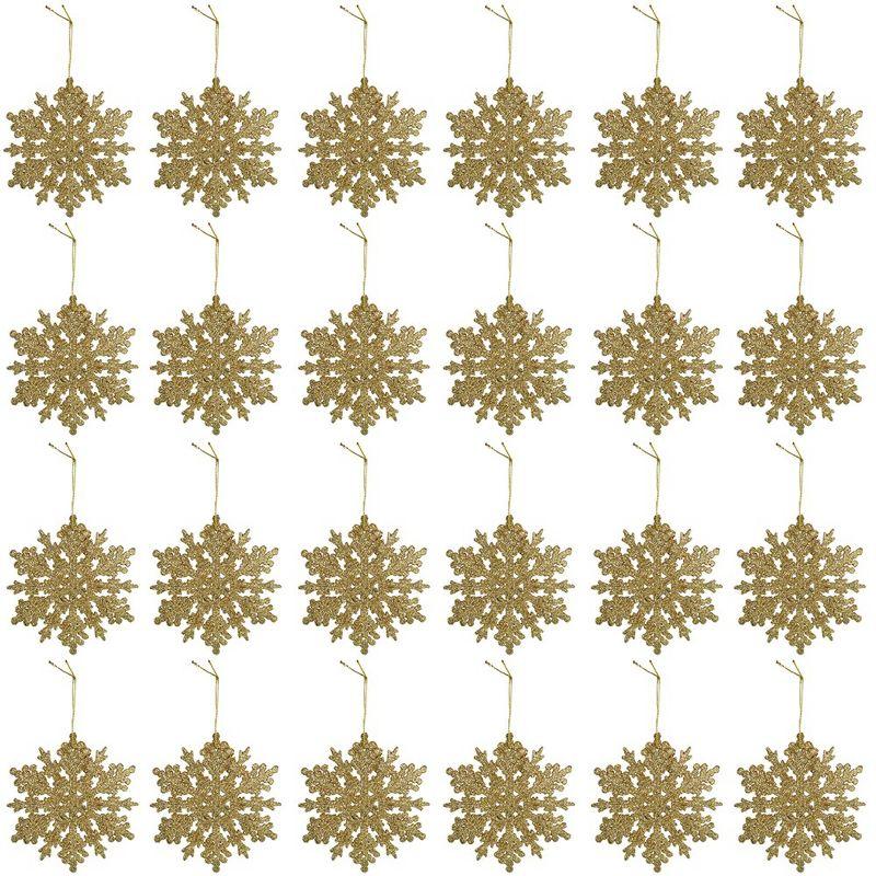 Ornativity Glitter Snowflake Ornaments Sets - Gold - 24 Pack