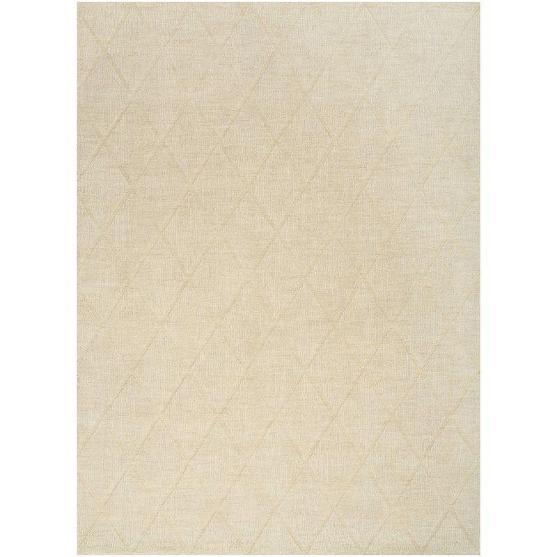 Nourison 5'3"x7'3" Wool Haven Modern Handwoven Area Rug Ivory: Geometric Diamond Pattern, Medium Pile, Indoor Use