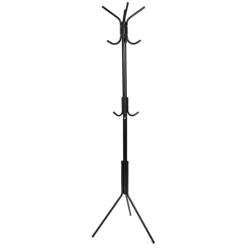 Coat Rack, Hall Tree, Freestanding, Coat Tree, Hat, Jacket, Purse, Metal, 14.75"L x 16.5"W x 69"H