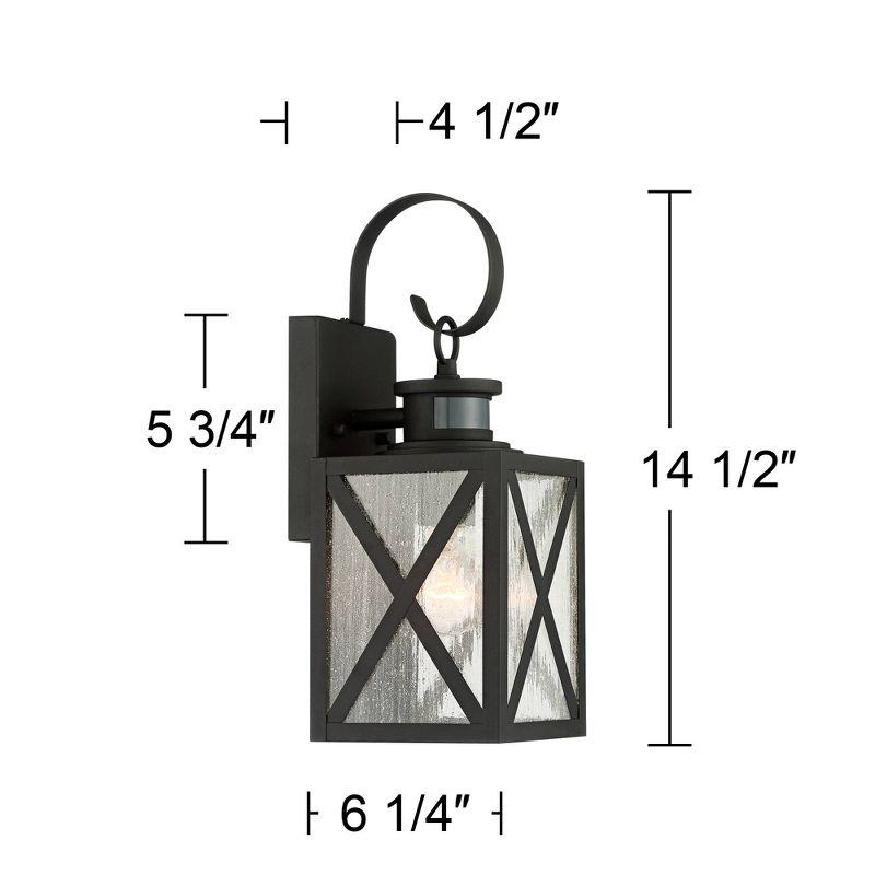 John Timberland Vintage Outdoor Wall Light Fixtures Set of 2 Textured Black 14 1/2" Dusk to Dawn Motion Sensor for Exterior House