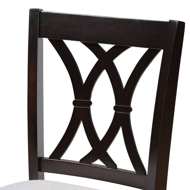 Set of 2 Reneau Finished Wood Counter Height Barstools - Baxton Studio: Upholstered, Rubberwood Frame