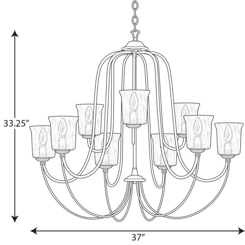 Progress Lighting, Bowman Collection, 9-Light Chandelier, Matte Black, Clear Glass Shades