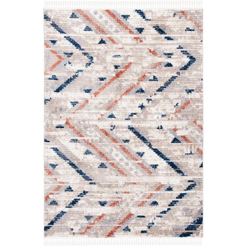 Gray and Navy Diamond Pattern Synthetic Area Rug