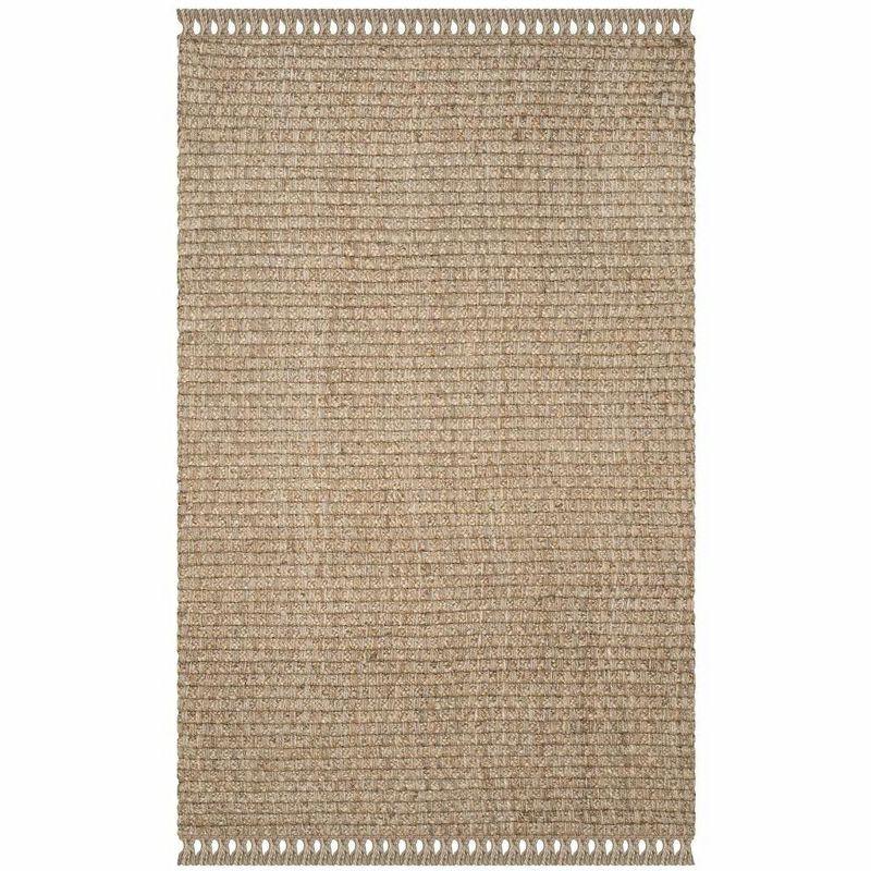 Natural Handwoven Jute Area Rug with Non-Slip Backing