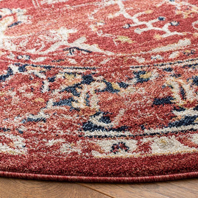 Charleston CHL411 Loomed Indoor Area Rug - Red/Ivory - 6'7"x6'7" Round - Safavieh