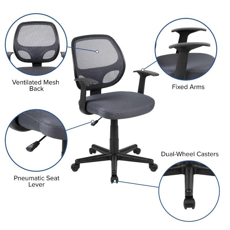 Mid-Back Mesh Swivel Ergonomic Task Office Chair - Arms