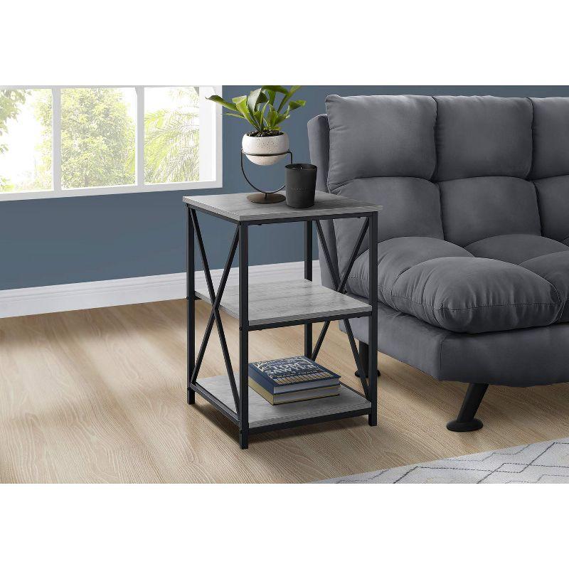 Monarch Specialties Accent Table Side End Nightstand Lamp Living Room Bedroom Metal Laminate Black Contemporary Modern