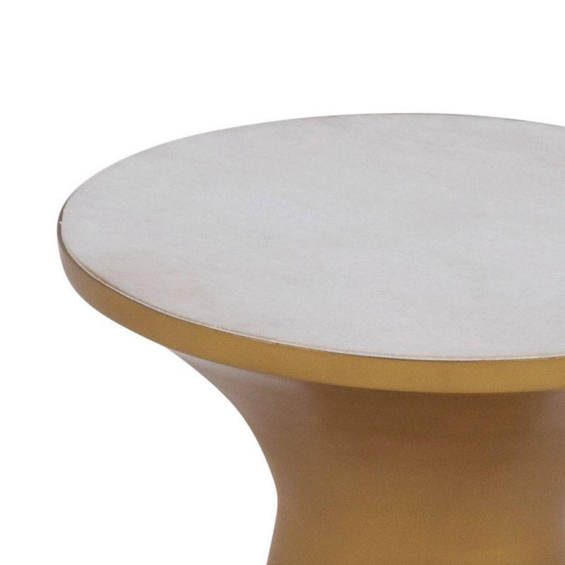 Jaipur 16" Round Gold Metal and Marble End Table