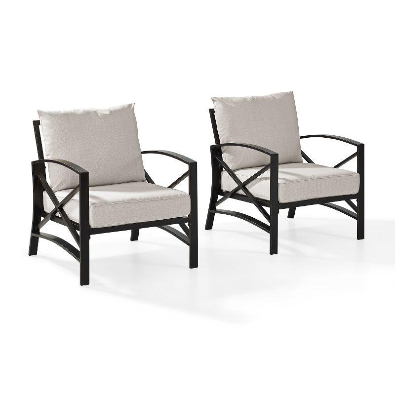 2pc Kaplan Outdoor Chair Set Oatmeal - Crosley: Steel Frame, UV-Resistant Cushions, Patio Seating