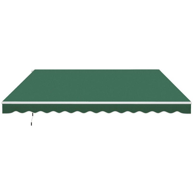 Outsunny 12' x 10' Manual Retractable Awning Outdoor Sunshade Shelter for Patio, Balcony, Yard, with Adjustable & Versatile Design, Green