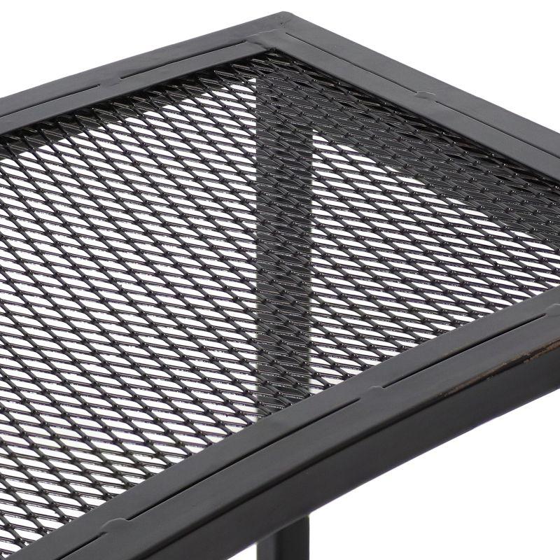 Sunnydaze Outdoor Lightweight and Portable Metal Patio Side End Table or Backless Bench Seat with Mesh Top - 23"