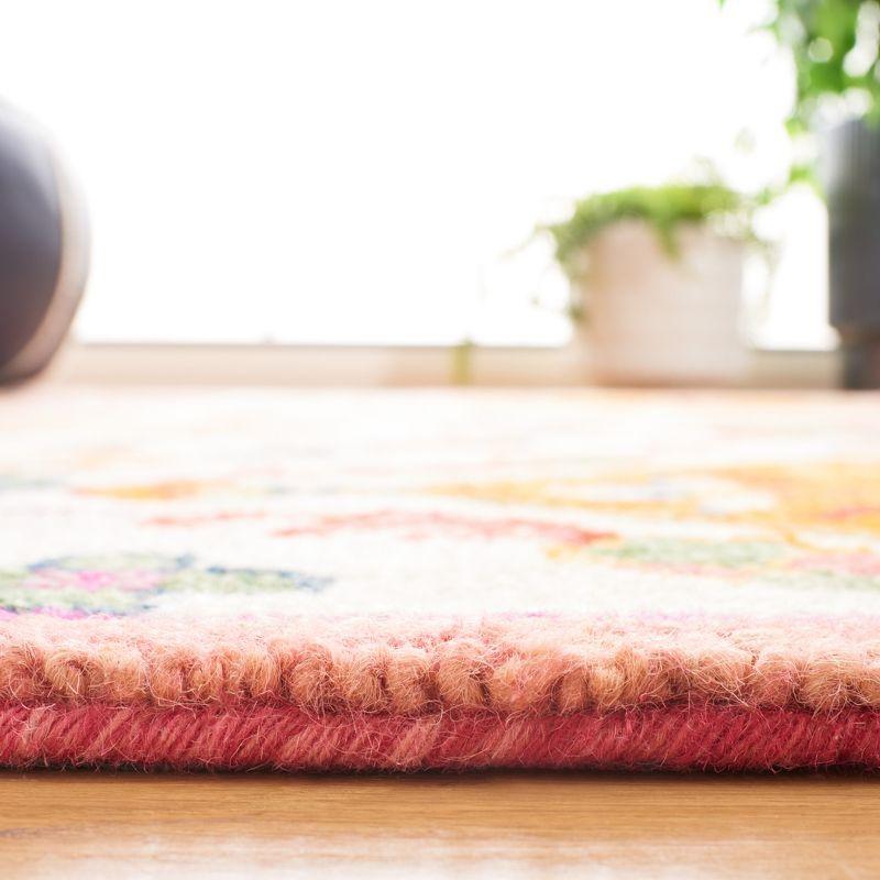 Ivory Floral Handmade Tufted Wool Rectangular Rug