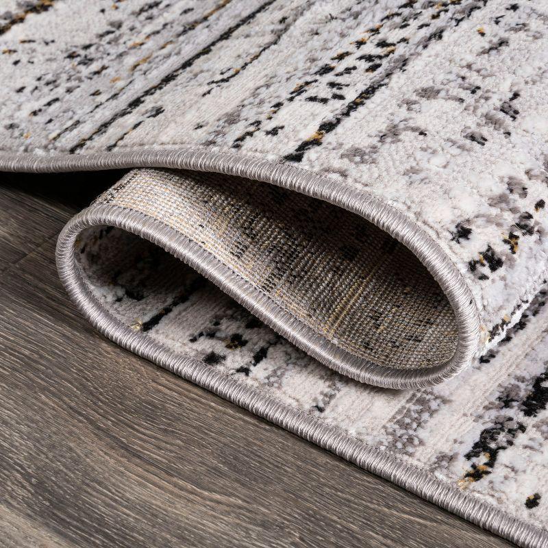 Reversible Gray Stripe Synthetic 8' x 10' Easy-Care Area Rug