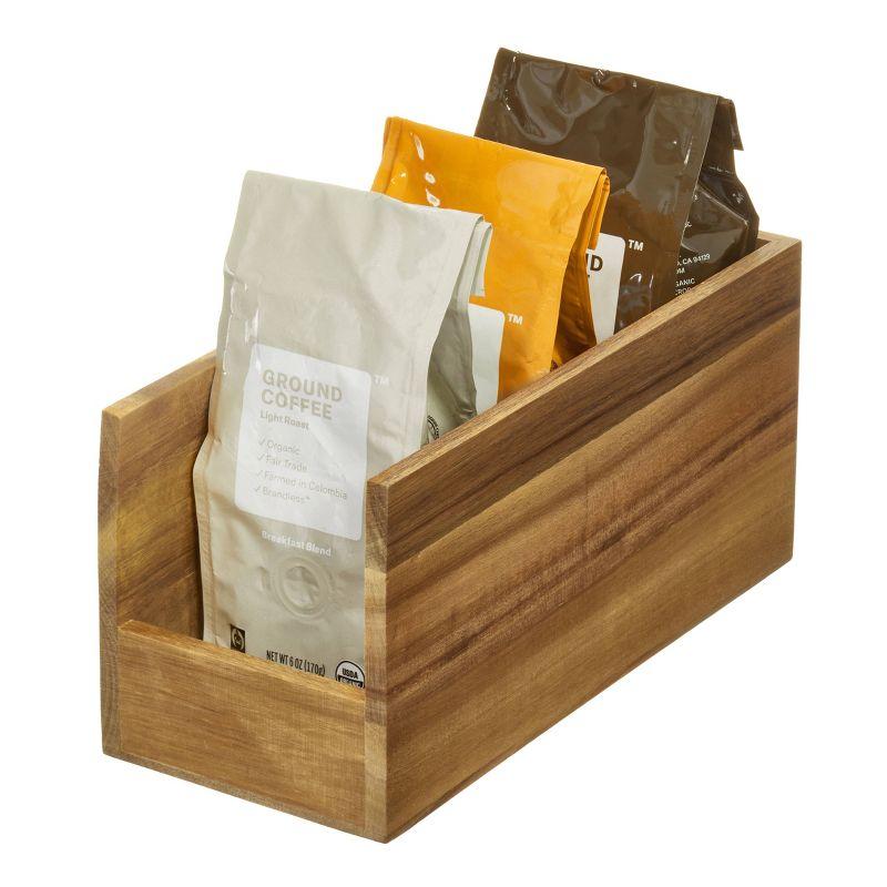 iDESIGN Acacia Wood Open Front Bin for Pantry Organization Natural: Kitchen Cabinet Organizer, 5"x10"x5", Brown