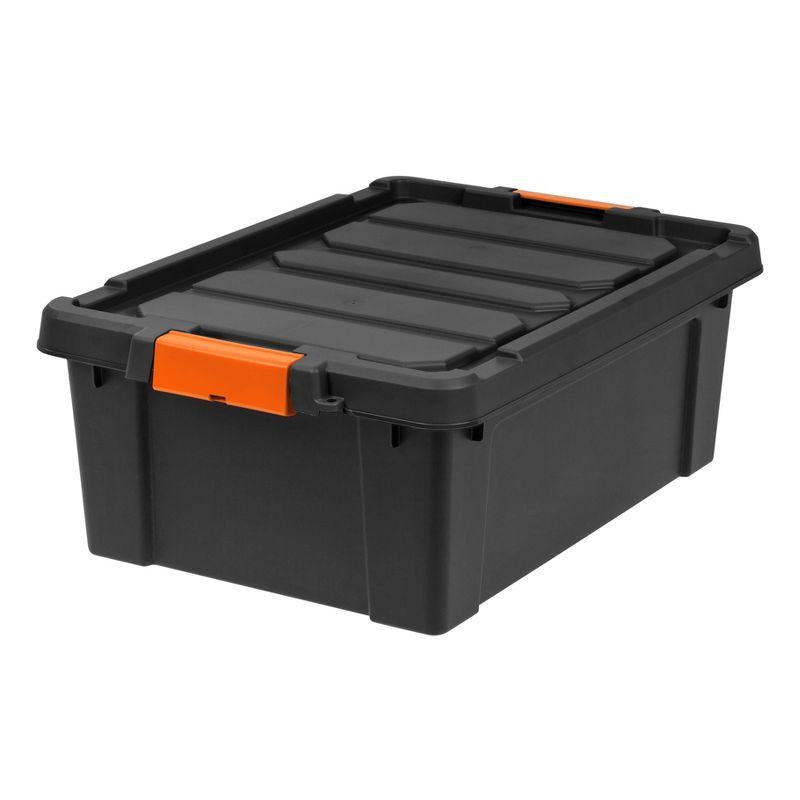 Rugged Black 47 Qt. Stackable Heavy-Duty Storage Bin with Secure Lid