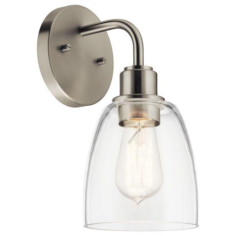 Nickel Textured 11" Wall Sconce with Clear Glass Shade