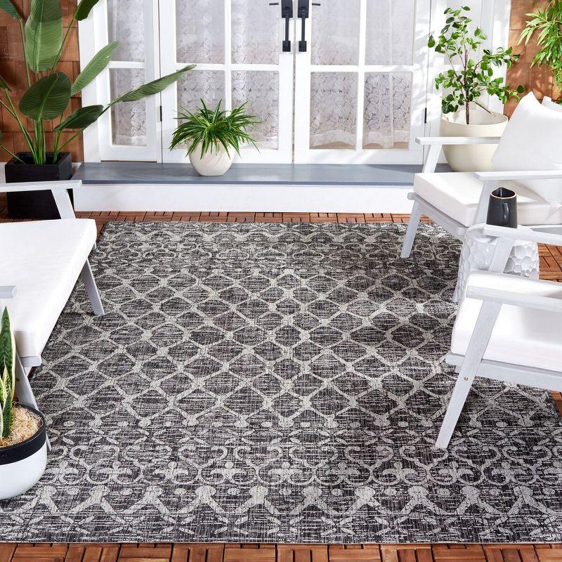 Black and Grey Geometric Indoor/Outdoor Area Rug