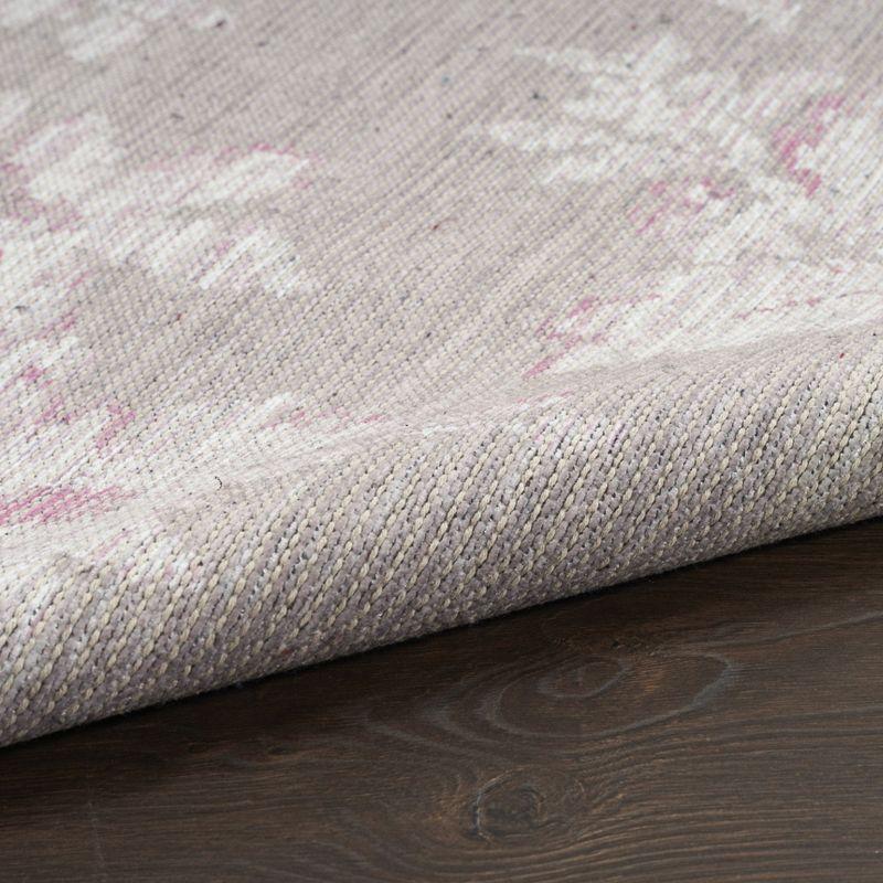 Natural Floral Chenille Rectangular Washable Area Rug