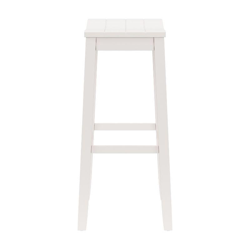 30" White Wood Backless Saddle Bar Stool