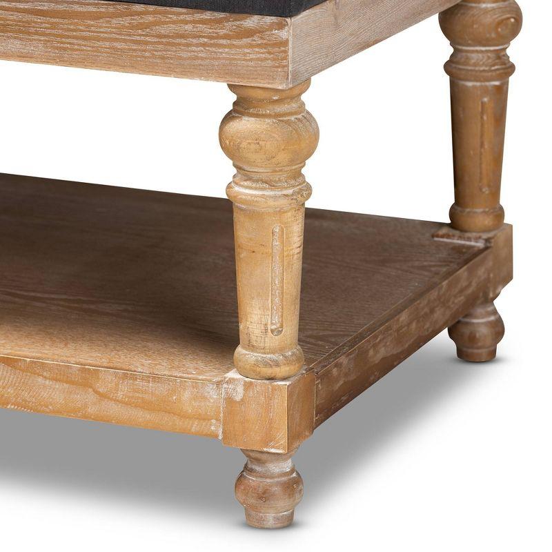 Linda Linen Upholstered Storage Bench with Shelf - Baxton Studio: Bedroom Accent Furniture