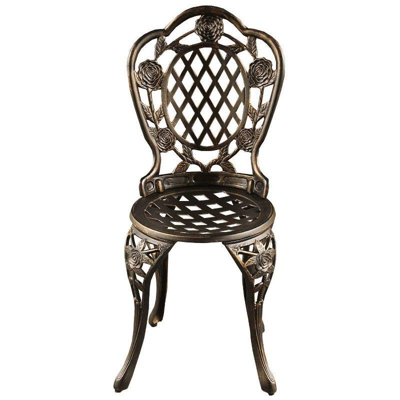 3pc Rose Ornate Traditional Patio Bistro Set - Bronze - Oakland Living: Weather-Resistant Aluminum Furniture