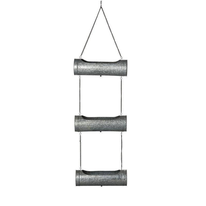Gardener's Supply Company Galvanized Triple Hanging Planter | 3 Tier Sturdy Metal Rustic Farmhouse Decorative Wall Planters for Indoor & Outdoor