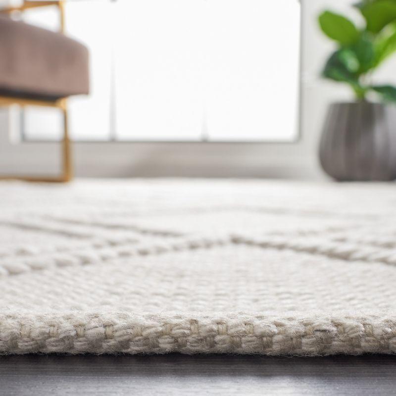 Light Grey and Ivory Square Flatweave Wool Rug