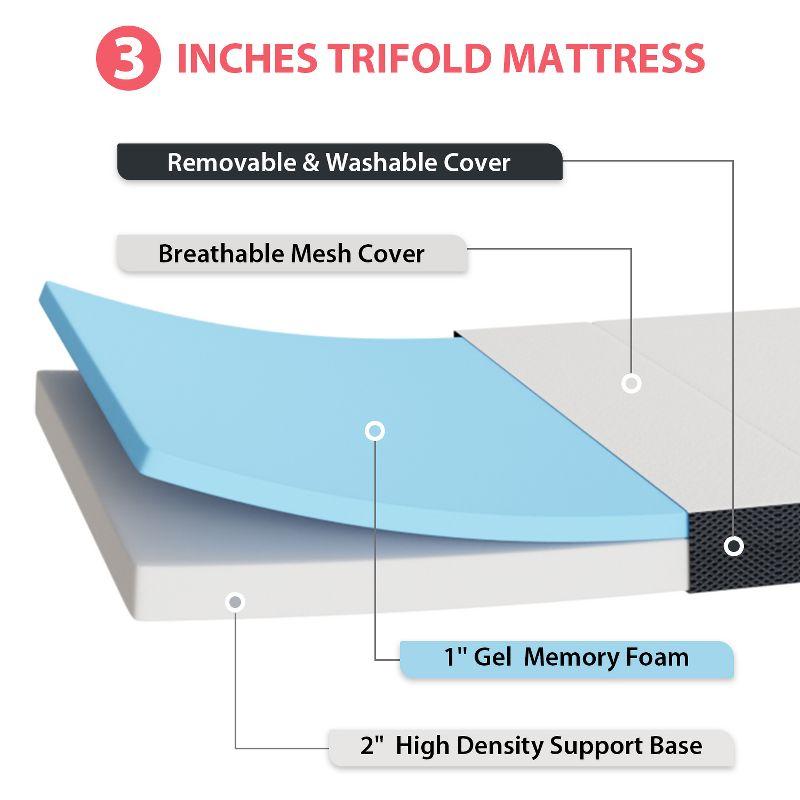 Queen Size White and Black Foldable Memory Foam Mattress