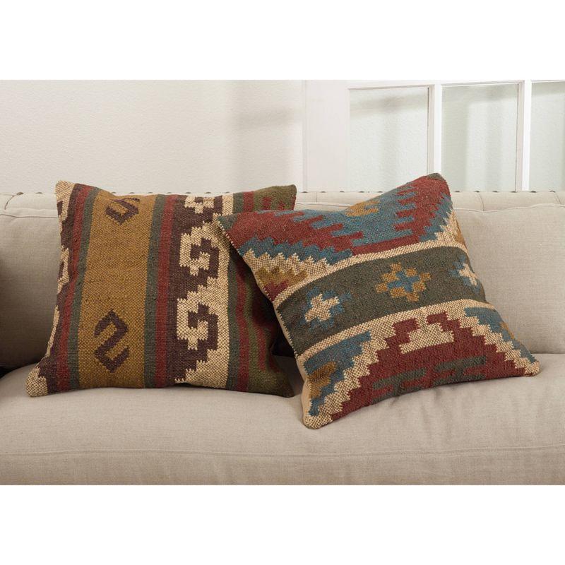 Saro Lifestyle 20"x20" Oversize Kilim Down Filled Square Throw Pillow Brown : 20x20 Inch Polyester, Machine Washable Cloth Napkins