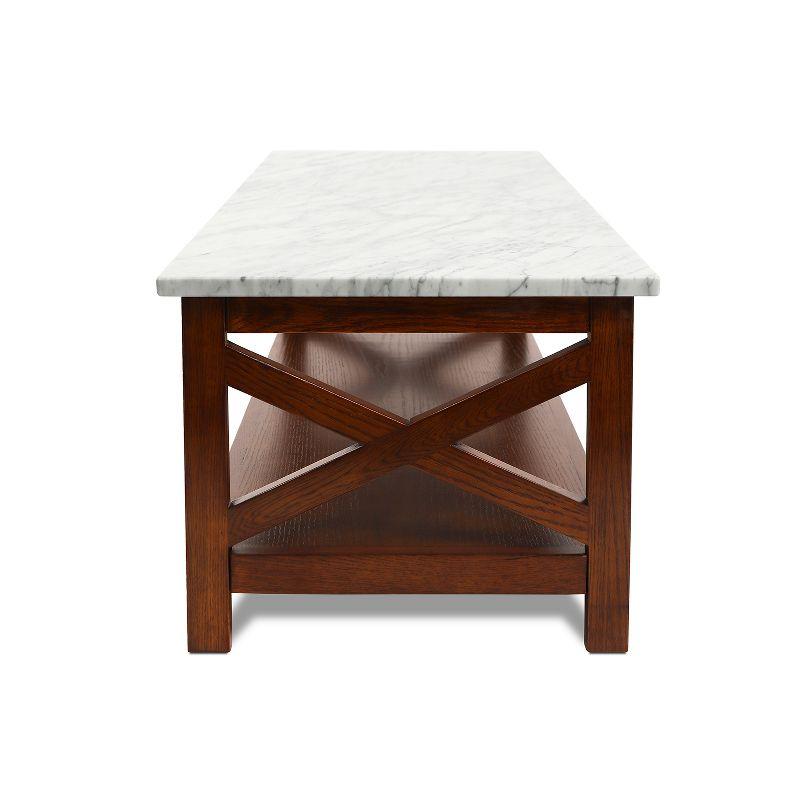 The Bianco Collection Agatha 44" Rectangular Italian Carrara White Marble Coffee Table