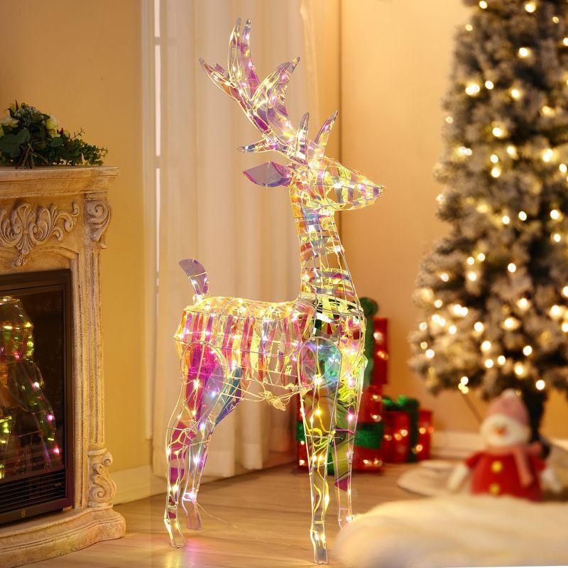 Iridescent White LED Lighted Winter Reindeer Yard Decoration