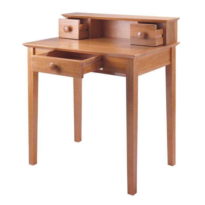 Studio Writing Desk with Hutch Honey Brown - Winsome: Mid-Century Modern, Home Office Furniture, Space-Saving Design